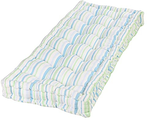 Dibor Indoor Bench Cushion 2 Seater Kitchen Dining Table Window Bench Seat Pad (Blue & Green Stripe)