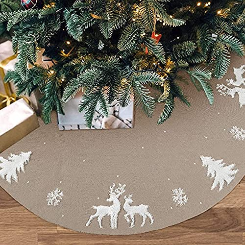 LOMOHOO Weihnachtsbaum-Rock 90cm gestrickt 3D-Elch-Weihnachtsbaum-Unterlage,Rustikaler roter Baumrock 36inch für Weihnachtsdekoration,für drinnen und draußen 36 inches