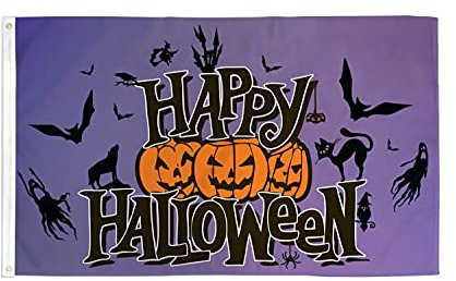 AZ FLAG - Drapeau Happy Halloween violet - 90x60 cm - Drapeau Fête D'Halloween 100% Polyester Avec Oeillets Métalliques Intégrés - Pavillon 50 g