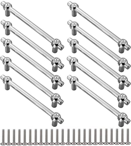 ZESLIV T Stangengriffe Strass Bogengriffe Silber (10er Set) Bohrlochabstand 192mm Möbelgriffe mit Schrauben Schubladengriffe Türgriffe Türknopf Schrankgriffe