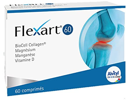 Alvityl Med - Flexart® 60 - Complément alimentaire - Bon fonctionnement du système musculaire - Magnésium, Vitamine D, BioCell Collagen® et Manganèse - Boîte de 60 comprimés