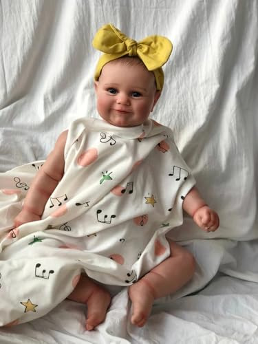 MineeQu 19 tum 50 CM Alive Premie Baby Size Handritning Hår Sweet Smile Reborn Baby Dolls Silikon Vinyl Helkropp Realistiska Nyfödda tjejdockor Ser riktigt gosig kropp Presentset Anatomiskt korrekt