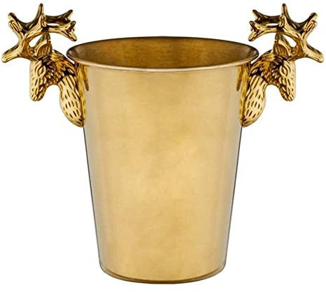 LARIAU Ice Bucket, Insulated Ice Bucket Edelstahl -Eiseimer, isolierte Doppelwand Ice Wine Container Getränke Eimer Retro -Tragengriff for Party BBQ Picknick (Color : Gold, Size : 16 * 16 * 11CM)