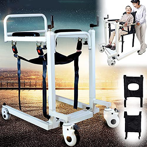 UIBAO Patientenlifter Transfer Stuhl,Toiletten-Dusche-Rollstuhl,Lift Seats for Elderly,Stummes Universalrad,Adjustable in Height and Width,für Die Pflege GeläHmter äLterer Behinderter Menschen,A
