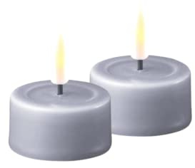 Deluxe Homeart Flammenloses LED-Teelicht-Set für den Innenbereich – mit Real Flame™-Technologie – batteriebetriebene Kerze (Staubblau)