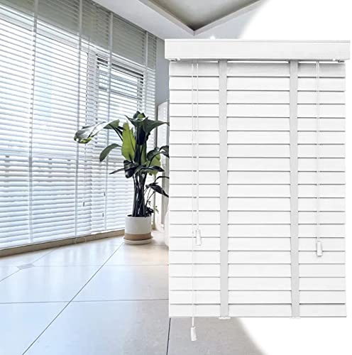 Pxzybd Jalousien Aus Weiß Holz, Horizontal Jalousie, Jalousette Aus Natürlichem Massivholz, Fenster Jalousetten Für Innen Außen, Sonnenschutz/Sichtschutz/Atmungsaktive Vorhänge,W×H-90x120cm/35.5x47in