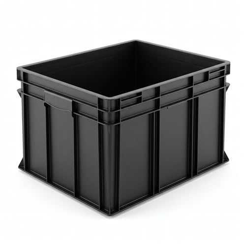 Horison Industries 5 pcs Euro Plastic Container Storage 175 Liters- 800x600x425mm Stackable Crates for Heavy Duty Boxes for Garage, Home & Storage Outdoor Use, Durable and Versatile Tote Box