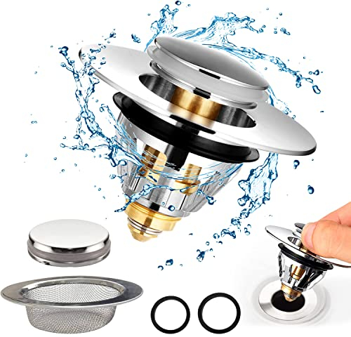B-0104-1L Universal Stöpsel Waschbecken Stöpsel Badewanne Abflussstopfen Waschbecken Stöpsel Verschluss Abfluss Stöpsel Mit Waschbeckensieb Pop Up Ablaufgarnitur Für 38-40mm （1pcs