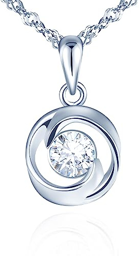 Yumilok Kette Damen Halskette Collier 925 Sterling Silber Zirkonia Drehen mit Anhänger für Frauen Geburtstags Muttertag