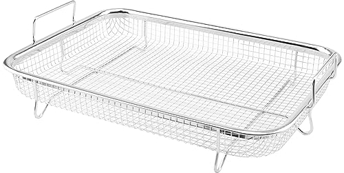 CHUEHKAK Grille de Barbecue en Acier Inoxydable, Panier de Cuisson avec Poignée, 30 x 22 x 5 cm, pour Rôtir, Laver les Légumes et les Fruits