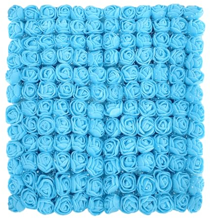 MWOOT Hellblau Künstliche Rosen Blumenköpfe, 144 Stück Mini Foamrosen Kunstrosen für Handwerk, Klein Gefälschte Rosen Blumen für DIY Hochzeit Party Festival Valentinstag Dekoration, 2,5CM Blumen Deko