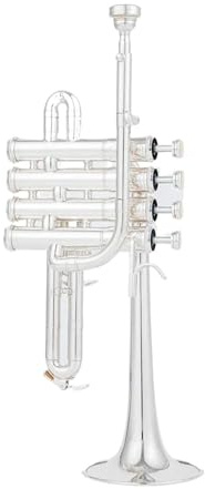 Trompeten Professionelle Hochtrompete Bb Piccolo Trompete Messing Gold Silber Lackoberfläche Trompete (Color : Silver)