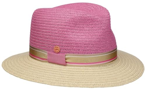 Mayser Nane Twotone Traveller Strohhut Damenhut Sonnenhut Sommerhut Strohtraveller Damen - Made in The EU mit Ripsband Sommer Frühling-Sommer - One Size pink