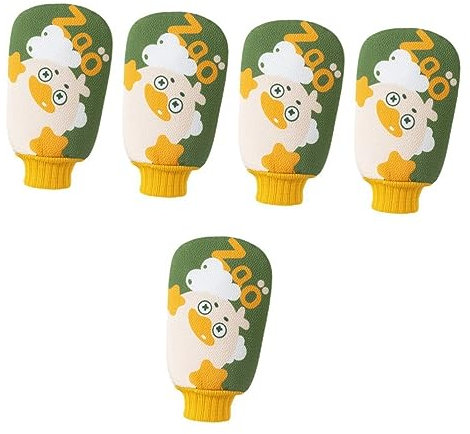 Healeved 5pcs Exfoliating Mitt Double-sided Bath Scrubber Reusable Body Washing Glove Loofah for Skin Cleansing Easy to Use Portable for Shower Bath