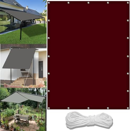 Schattiernetz Mit Öse 1.1 x 2.8 m Wasserdicht Sichtschutz Balkon Reißfest UV-Schutz nach Mass Polyestergewebe Mit Seil Schattenspender für Gewächshaus/Hinterhof, Weinrot