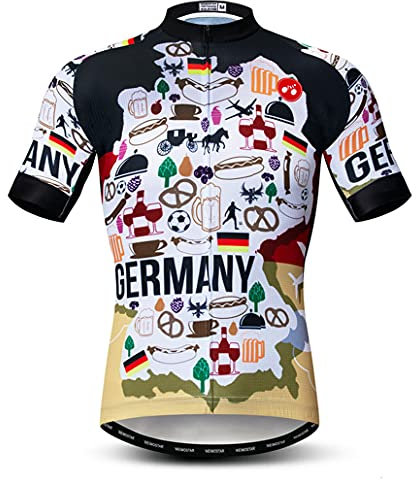 Hotlion Herren Radtrikot Kurzarm Fahrradshirt Pro Bike Bekleidung mit 3 Gesäßtaschen, Cf0113, XXL