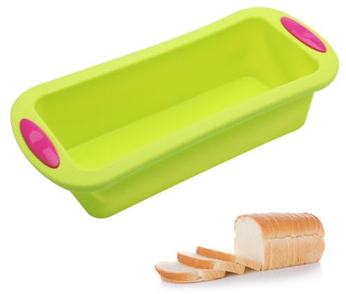 HENGBIRD Brotbackform Silikon - Kastenform Kuchen Antihaft BPA-frei für Brote & Kuchen, Backformen 28x12x6.5cm (Grün)