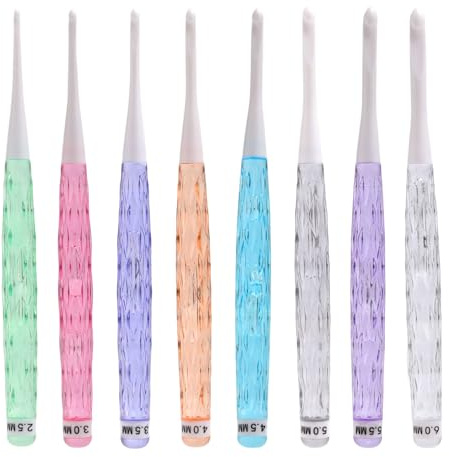 8stk Häkelnadeln mit Kunststoffgriffen, 2,5-6mm Häkelnadel-Set zum Häkeln von Garn Häkelnadeln mit Rutschfesten Bunten Kunststoffgriffen Perfektes Geschenk für Häkelbegeisterte