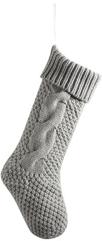 Weihnachtsstrümpfe, gestrickter Anhänger, Süßigkeitentüte, Zahlenacht-Muster, Weihnachtsdekoration, Geschenkbeutel (1 Stück), große Weihnachtsstrumpfbeutel, grau, Einheitsgröße