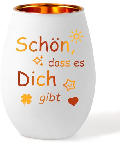 Geschenke für Frauen, Windlicht Glas mit Gravur Schön DASS es Dich Gibt, Teelichthalter Glas Geschenke für Geburtstag Frauen Weihnachten