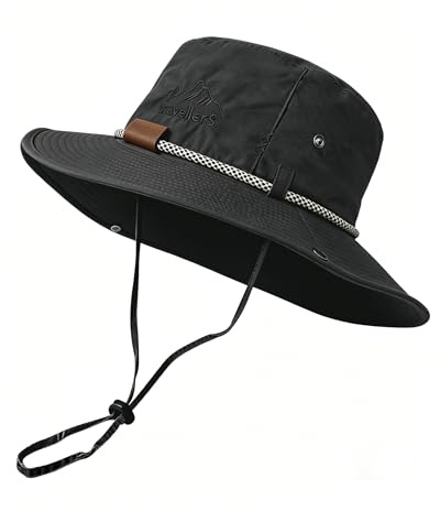 JFAN Herren Damen Sonnenhüte Breiter Krempe UV Faltbar Fischerhut Atmungsaktiv und Wasserdicht Safari Boonie Hut für Outdoor Wandern Camping