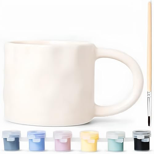 Weiße Keramik Tasse zum Bemalen - DIY Malset für Erwachsene und Kinder 200ml