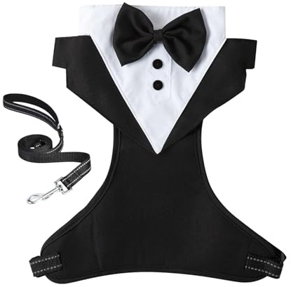 Hochzeitskleidung für Hunde – formeller mit Fliege und Zugseil, Hunde-Outfit für Hochzeiten und Partys, Welpenhochzeitskleidung, formelle Kleidung, Elegante Hundebekleidung für besondere