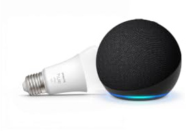 Echo Dot (Newest gen) with Alexa+, Charcoal + Philips Hue White Smart Light Bulb LED (E27), Voice-Control Smart Lighting Bundle