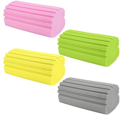 4 Piezas Esponja Atrapapolvo, Esponja Magica Limpieza Reutilizable | Esponjas Mágica Atrapapolvo Absorbente,Plumero Humedo Esponja para Vajillas,Cocinas, Suelos,Sofás (Gris/Rosa/Amarillo/Verde)