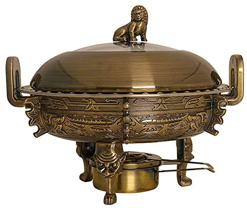 Round Chafing Dish, 3L Stainless Steel Chafer Buffet Warmers W/Food Pans, Stove Stand, Visible Pot Lid And Fuel Holder for Keeps Food Warm, Weddings/Parties,Red Bronze (Green Bronze)