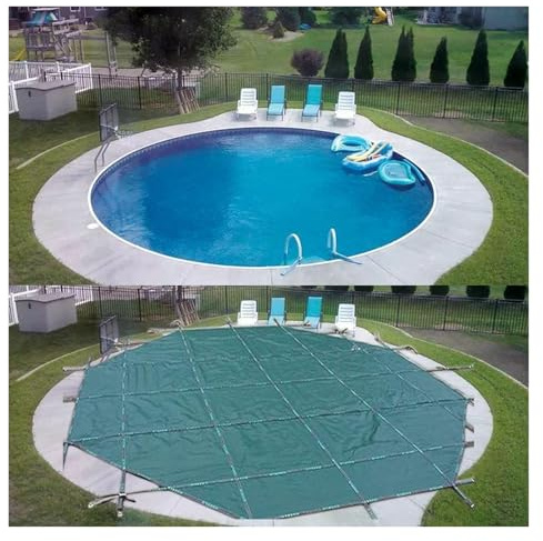 HAIXHX bache Piscine Couverture De Protection pour Piscine en Hiver, Couvertures De Piscine pour Terrasses en Bois Et Sols en Béton, Couverture De Sécurité pour Piscines Rondes(Concrete Floor,4M)