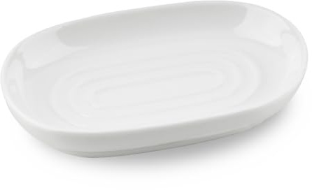 YoHyien Tvålskål i Keramik, Halkfri Tvålskål med Marmormönster för Badrum, Tvålfat, Tvålhållare för Dusch, Kök och Handfat, Håller Tvålen Torr och Enkel att Rengöra (Vit)