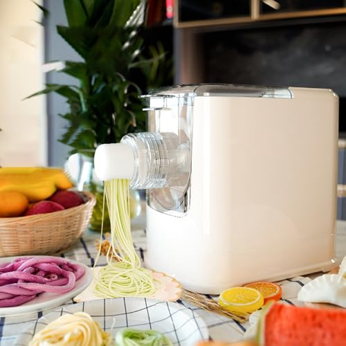 Electric Pasta Maker, Automatic 260W Machine with 13 Shape Discs, 500g Flour Capacity for Spaghetti, Fettuccine, Penne - Easy to Use and Clean