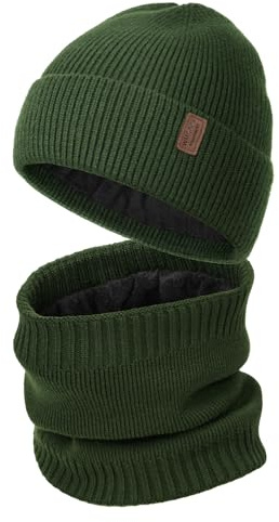 Wmcaps Wintermütze Schal Set mit Warm Fleece Gefüttert für Herren Damen | Weich und rundum-Wärme Mütze und Halswärmer für Pendeln, Skifahren, Hundeausführen, Geschenk für Männer Frauen
