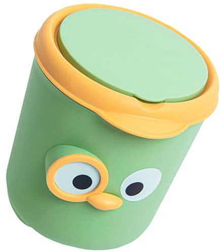 Toyvian Mini Poubelle de Bureau Jaune 16 CM Couvercle en PP, Petite Poubelle de Table pour Chambre Ado et Salon