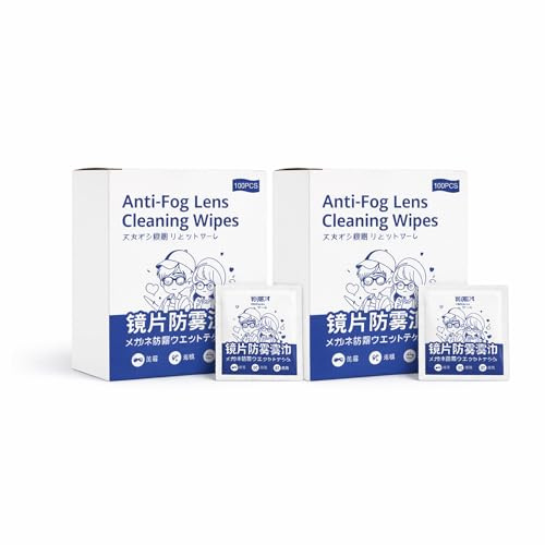 200 Anti-Fog Lens Cleaning Wipes, Individually Wrapped, 2 Pack