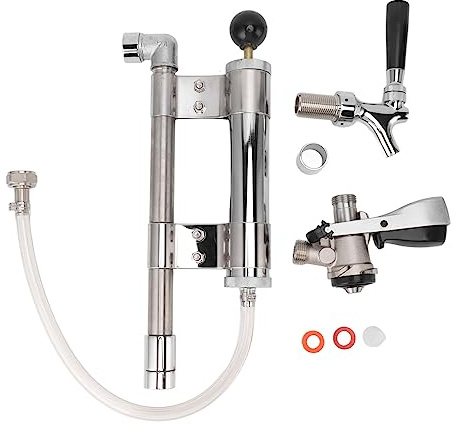Baxnore Conjunto de bomba de barril de cerveza de acero inoxidable de 8 pulgadas Dispensador tipo D a prueba de fugas con boquilla de silicona Kit convertidor de grifo de cerveza p