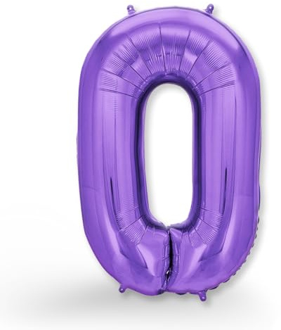 FUNXGO Ballon gonflable en forme de chiffre 0 violet - Environ 100 cm - Vole à l'hélium - Décoration pour anniversaire, fête, mariage - Ballon 0 violet