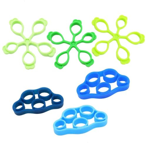 6 Stück Fingertrainer Silikon Handtrainer Ring 3 Stärken für Verbessern | Gelenkentzündungen Finger Flexibler Fitness Gitarrenfinger Klettern Griffe Workout Krafttranieren Handrehabilitation