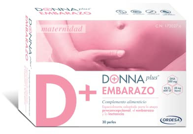 DONNAplus Embarazo | Complemento Alimenticio para el Embarazo con DHA, Ácido fólico, Yodo, Vitaminas y Minerales - 30 Perlas