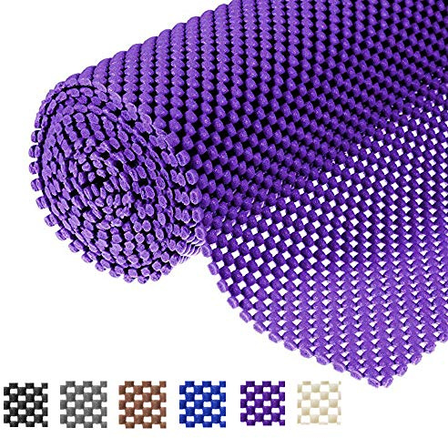 Rutschfeste Matte für Küchenschränke, Drahtregale, Speisekammer, Kommode, Kühlschrank, 30,5 x 17,5 cm, Gittermuster, PVC, Violett