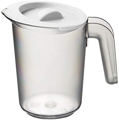 Roltex Small 500ml Plastic Frosted Clear Jug and White Lid Shatterproof Dishwasher Safe