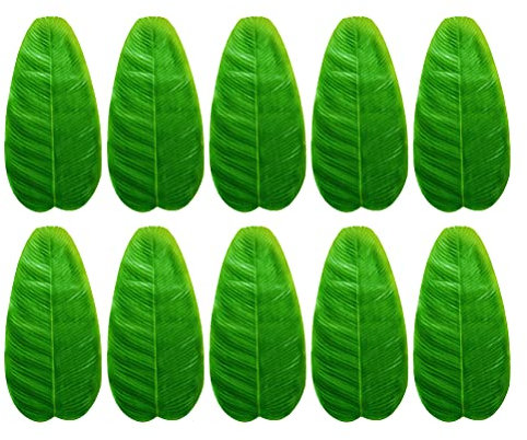 BSTCAR Lot de 10 grandes feuilles de bananier artificielles - Feuilles tropicales pour la maison, la cuisine, les fêtes, les mariages