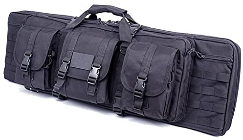 Taktische Doppel Gewehrtasche - 2 Langwaffen Abschließbar Waffentasche Mit Pouches Compartments Gewehrfutteral Zum Angeln, Jagen, Schießsport Black,120CM