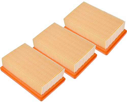 Artraise Pack de 3 filtros de pliegues planos compatibles con Kärcher aspiradoras multiusos WD4, WD5, WD6, MV4, MV5, MV6, compatible con Kärcher Filter 2.863-005.0