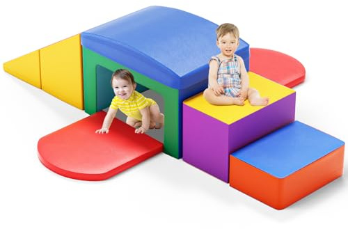 SURPCOS Foam Climbing Blocks for Toddlers - Soft Play Set for Toddlers 1-3 - Climbing Toys - Baby Climbing Gym - Great for All Ages (6 Pc Colorful Soft Play Area Set)