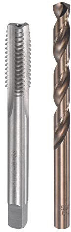 sourcing map 3/8-16 UNC Taraud Droit Cannelure et 7,9mm Hélicoïdal Foret Embout Ensemble M35 Cobalt Haute Vitesse Acier Trépan Forage Machine Outil pour Acier Inox Acier