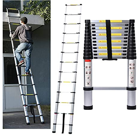 5 mesi Scala Telescopica di Grenier Lega Alluminio Folding Ladder Max 150 kg, in 131 Certificato - Colore originale