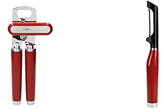 KitchenAid Dosenöffner, Flaschen- und Dosenöffner aus Edelstahl – Empire Rot & Euro-Schäler, Edelstahlschäler mit beweglicher Klinge für Früchte und Gemüse – Empire Rot