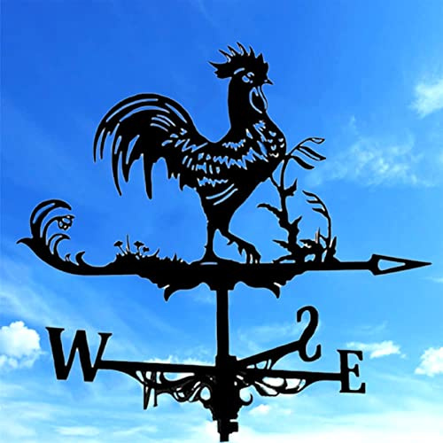 JIEXUHDE Banderuola in Metallo per Montaggio su Tetto, banderuole a Forma di Gallo, paletti per segnavento da Giardino, Decorazione da Giardino con indicatore di direzione del Vento(Color:Pollo)